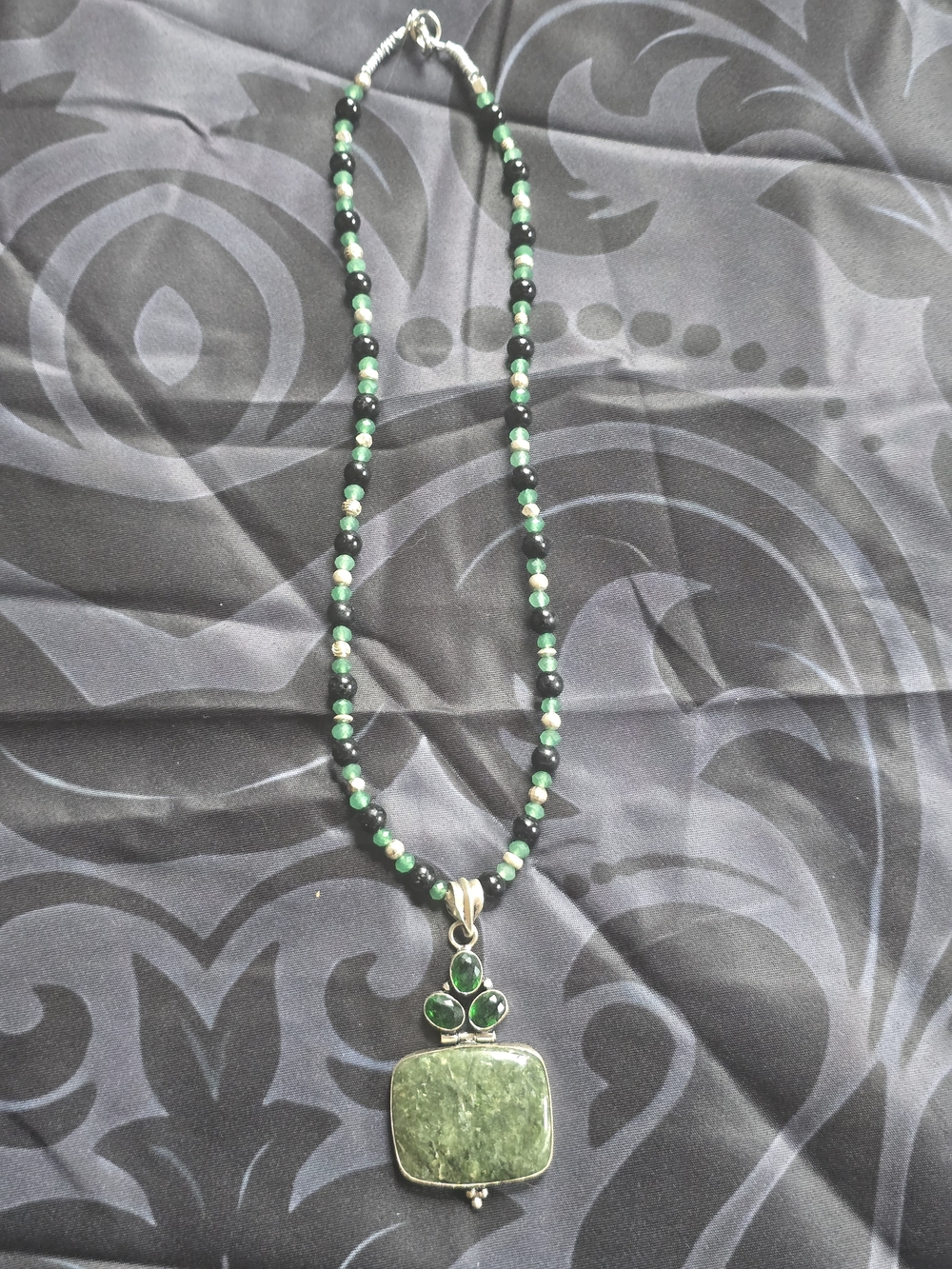 Green Natural Stone Pendant Necklace - Women's Jewelry Hand Made